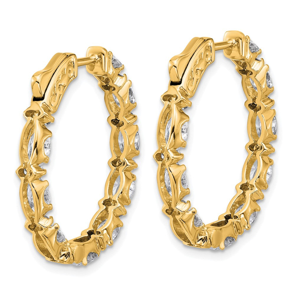14K Gold Certified Oval & Round VS DEF Diamond Hoop Earrings for Women - Inside/Outside Wear - Model EM10588C LD | Perfect for Weddings, Parties & Everyday Elegance