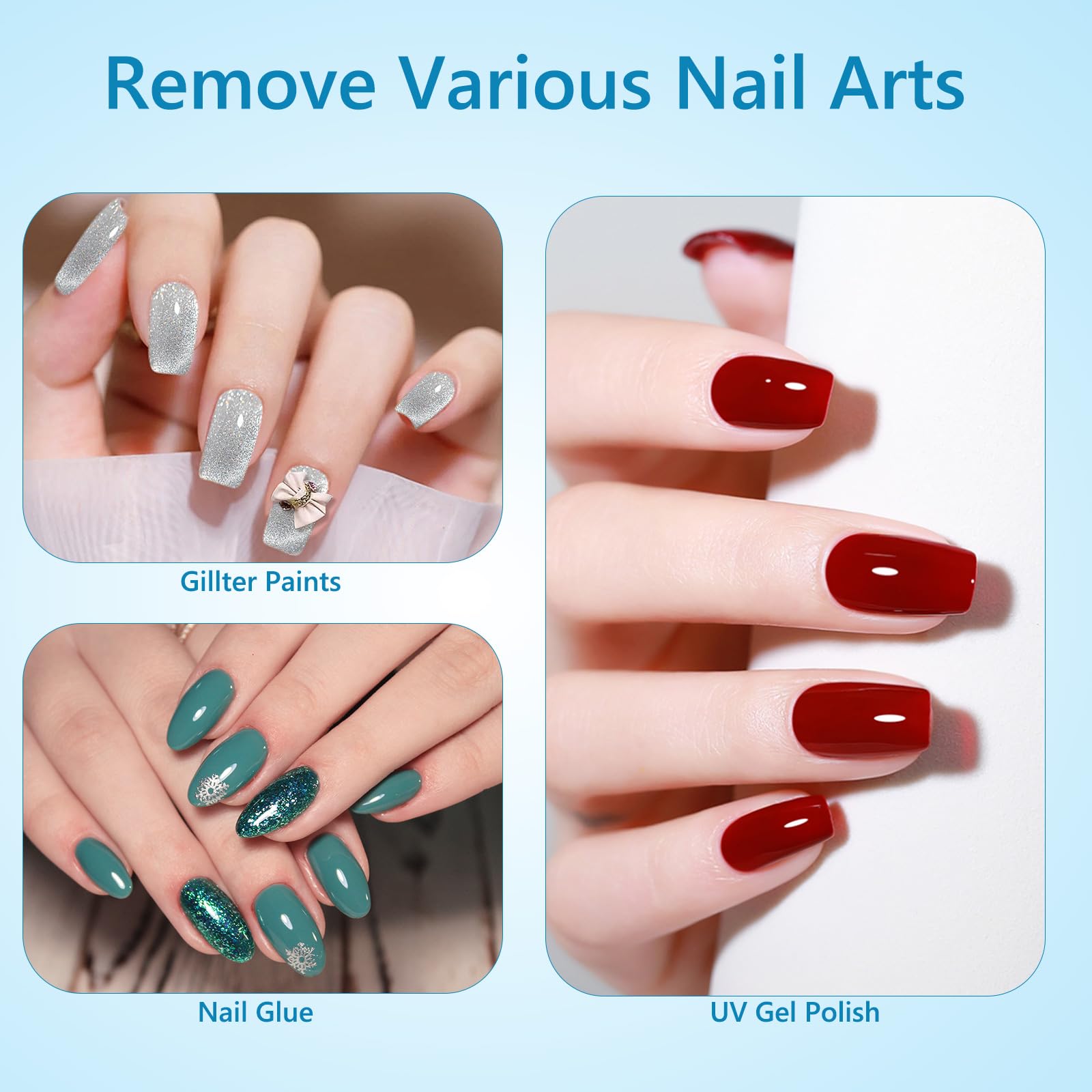 Professional Gel Nail Polish Remover (3 Pack) - Fast Soak Off Formula for Salon & Home Manicures - Easy to Use Nail Care Solution for Gel & Acrylic Nails Removal