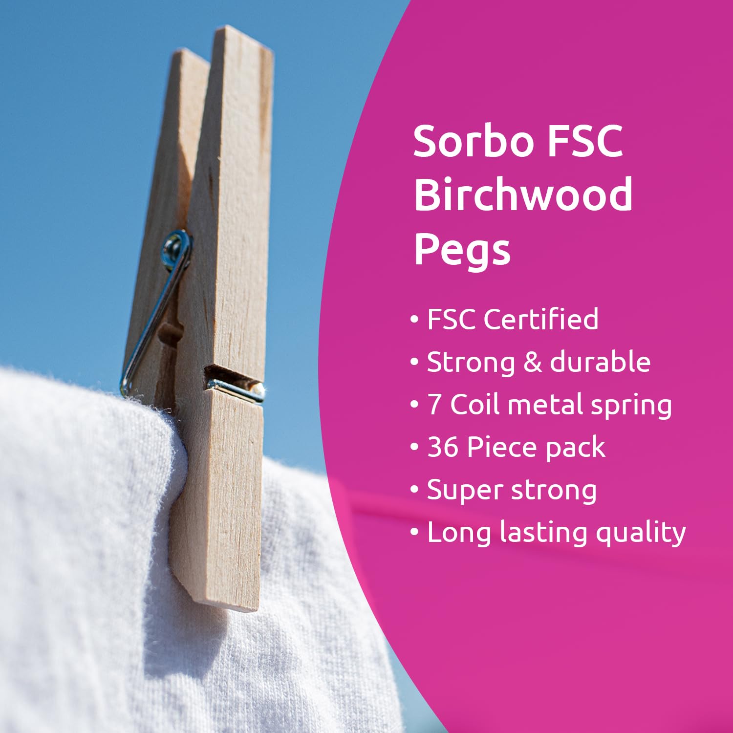 Natural Wooden Clothes Pegs - Eco-Friendly Clothespins for Laundry, Drying Clothes & Crafting - Perfect for Indoor/Outdoor Use
