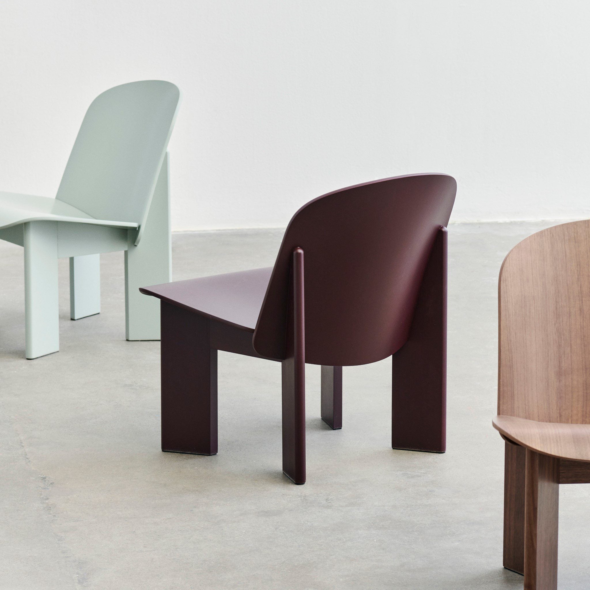 HAY Chisel Lounge Chair in Bordeaux Lacquered Beech - Modern Scandinavian Design for Living Room, Office & Lounge Areas