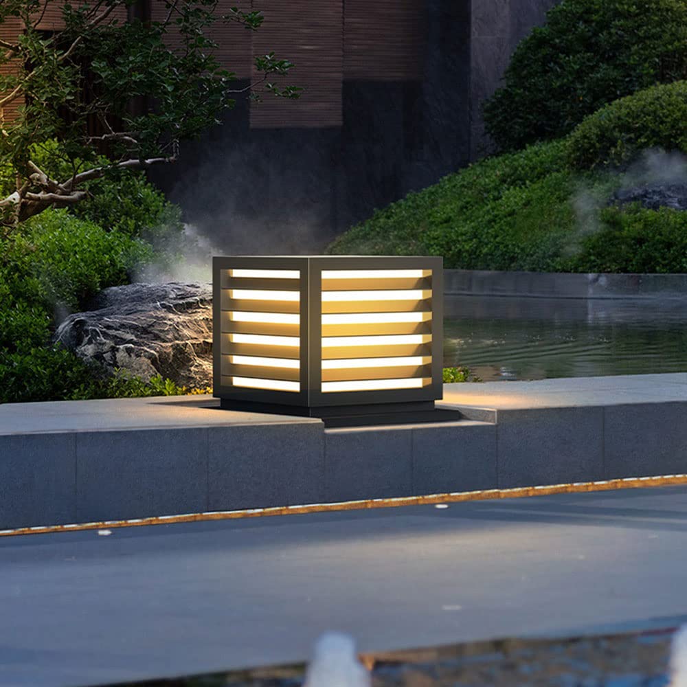 Waterproof Modern Outdoor Post Lights - Square Patio Pillar Lights for Deck, Villa & Garden - Durable Electric Wall Lamp for Household & Doorpost Lighting - Perfect for Backyard, Pathway & Landscape Illumination