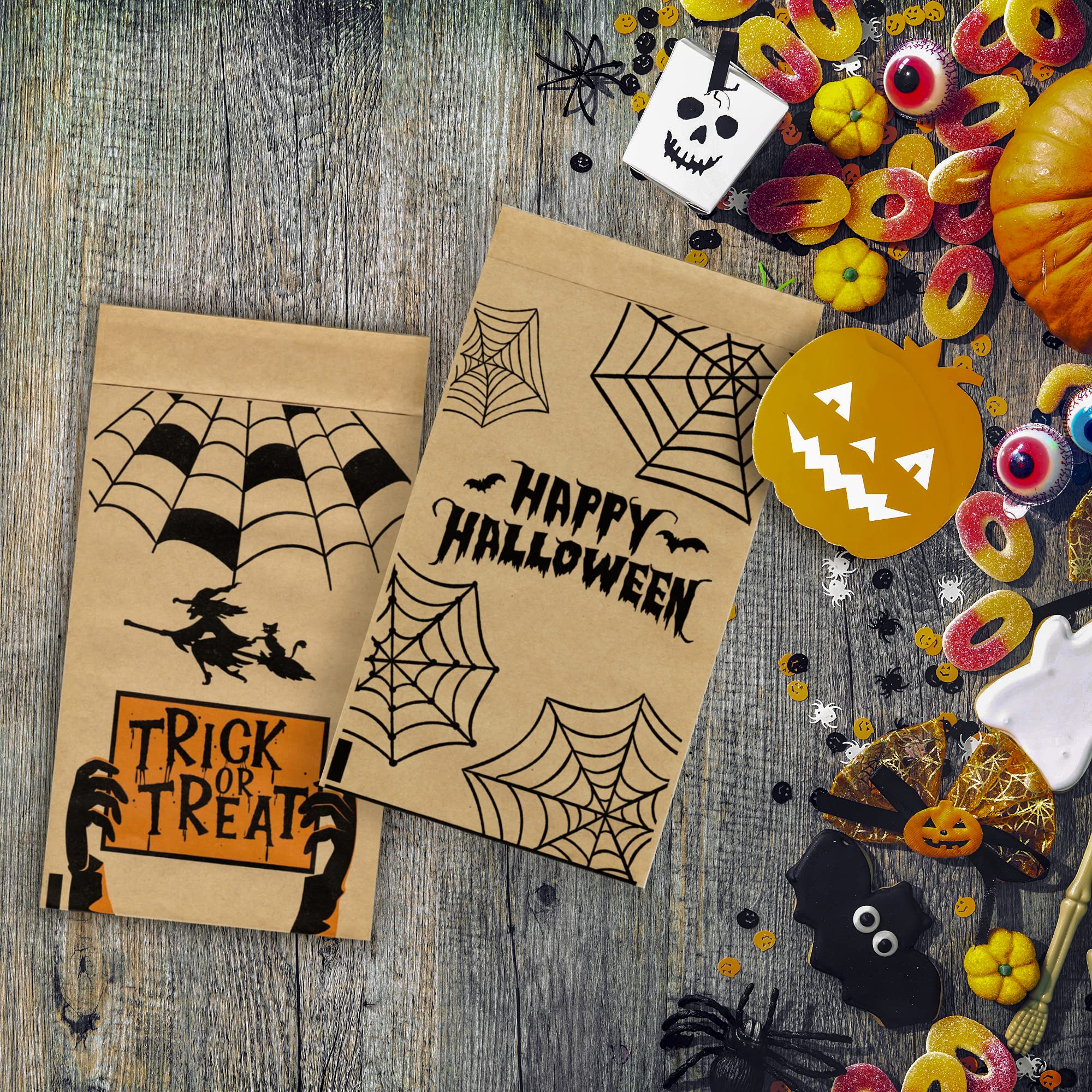 80PCS Halloween Treat Bags for Trick or Treating - Durable Candy Bags for Halloween Parties, School Events & Classroom Treats - Perfect for Kids Costume Parties & Neighborhood Trick or Treating
