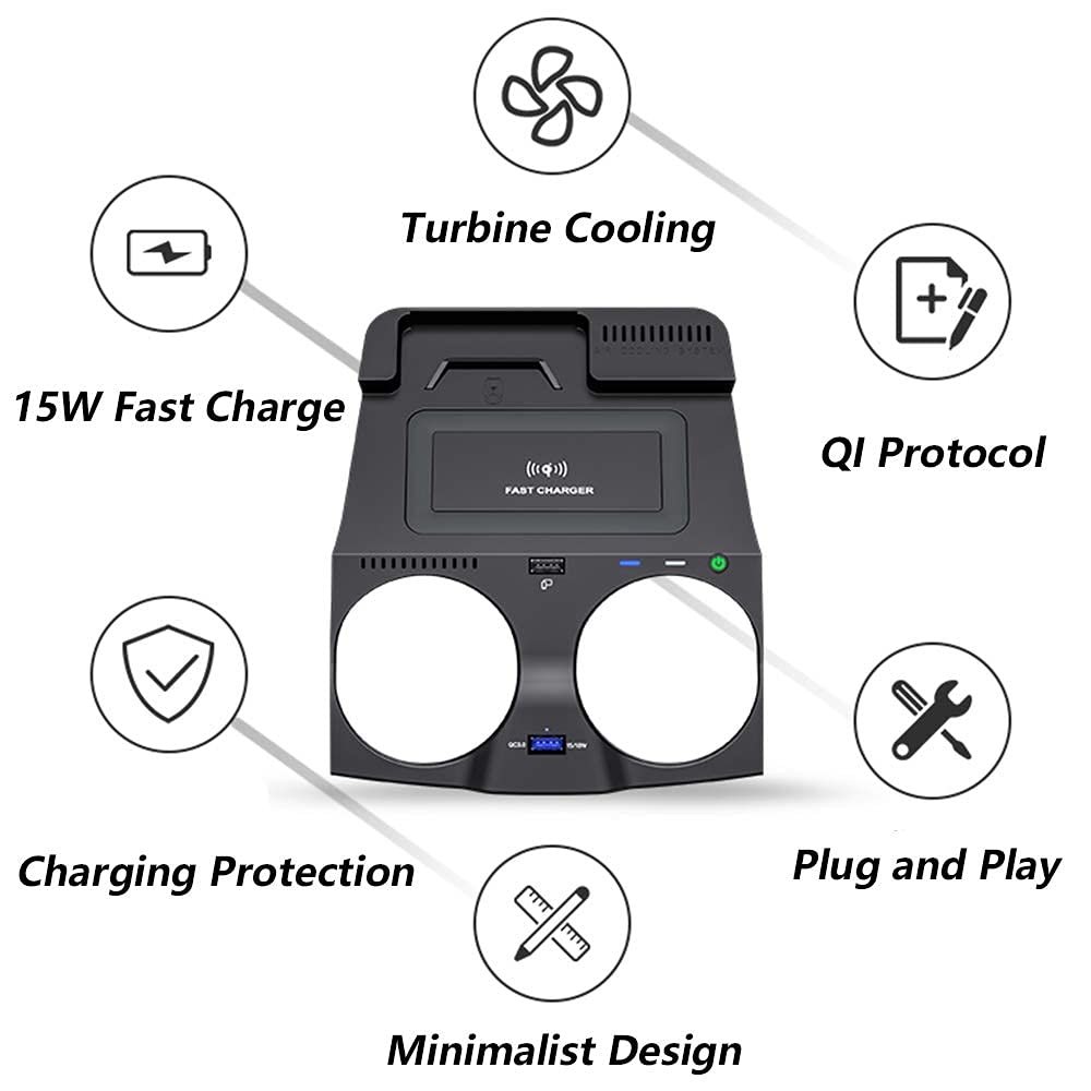BMW 5 Series G30 G31 & 6 Series GT 2018-2020 Wireless Car Charger - 15W Fast Qi Charging Pad with USB Port for iPhone, Samsung & Qi-Compatible Phones | Perfect for Commuting & Road Trips