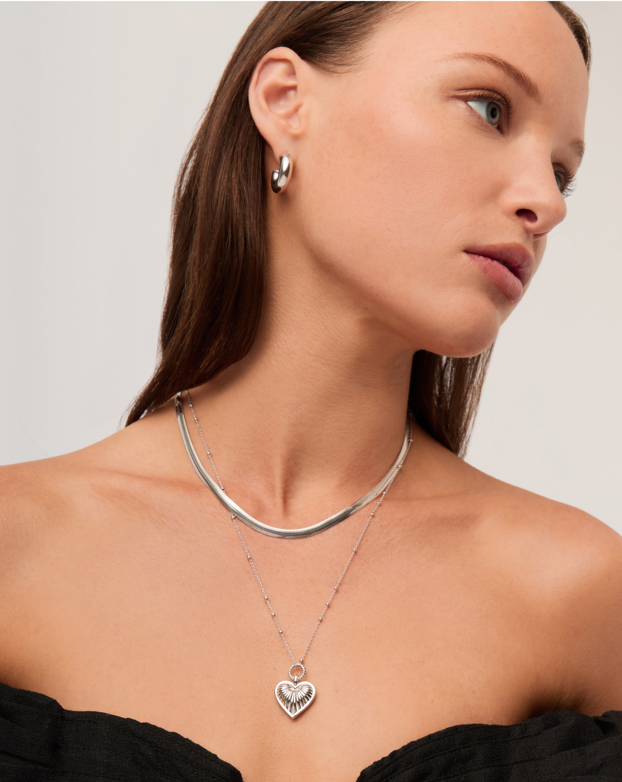 Flat Snake Chain Necklace - Rhodium Plated Recycled Sterling Silver Jewelry for Women | Elegant Layering Necklace for Everyday Wear & Special Occasions