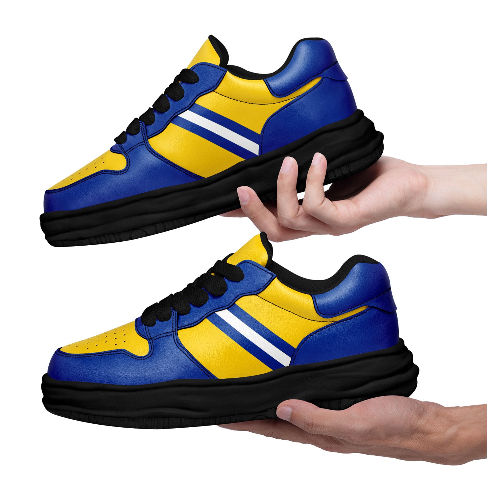 Custom Blue & Yellow Los Angeles Themed Personalized Sneakers - Unisex Casual Shoes for Walking & Running (FN032 D020389) - Perfect for Streetwear Fashion & Urban Lifestyle