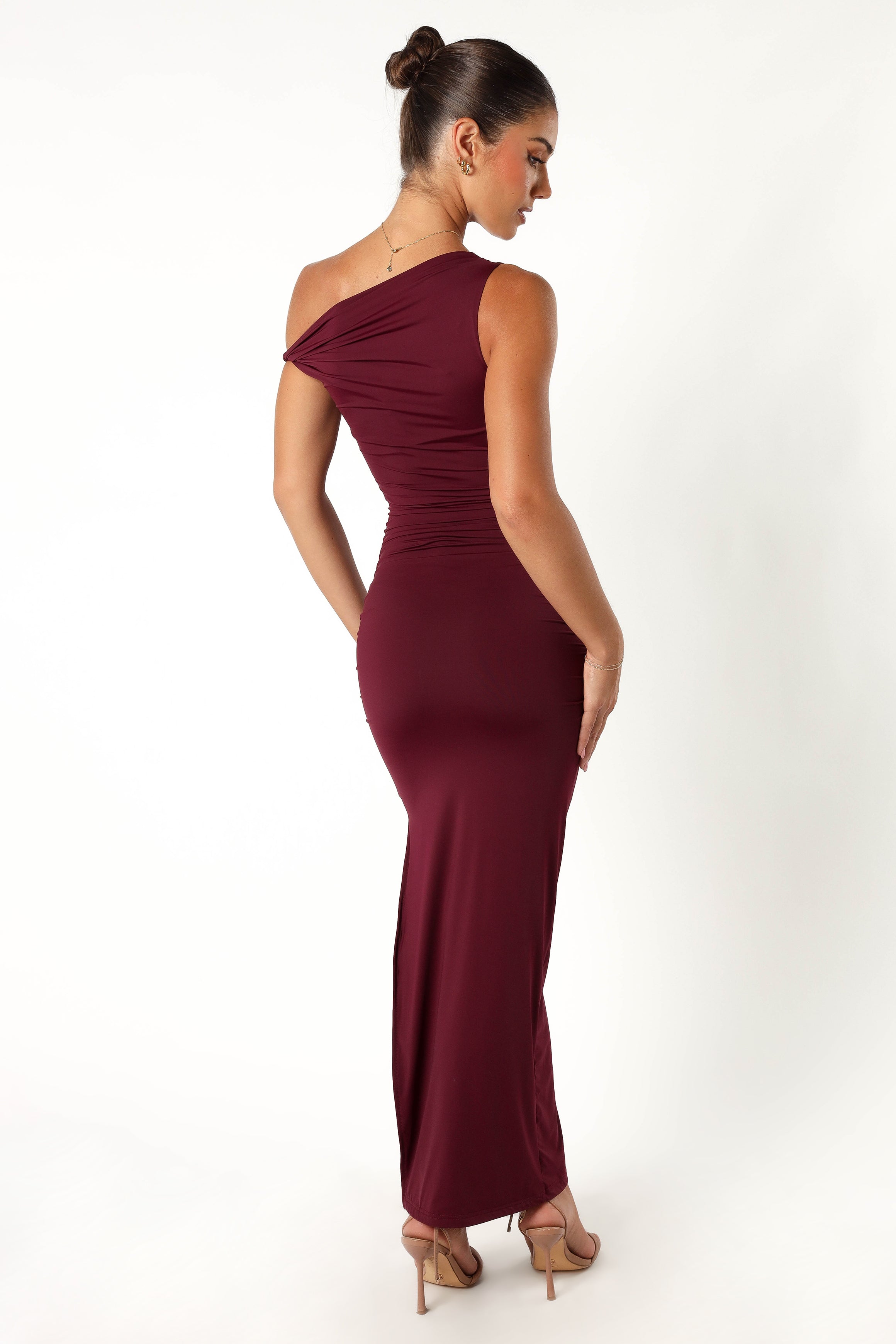 Karmina Women's Midi Dress in Merlot Wine Color - Elegant A-Line Flowy Dress for Casual Outings, Date Nights & Special Occasions