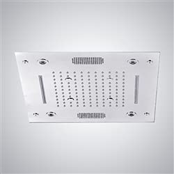 Fontana Milan 24 Inch Matte Black LED Rainfall Shower Head - Square Stainless Steel Overhead Shower with Waterfall & Multi-Color Lighting - Perfect for Modern Bathrooms & Spa-Like Experience