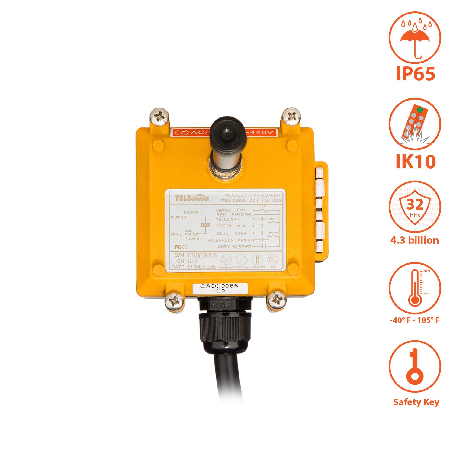 Prowinch 2 Channel 2 Speed Wireless Remote Control Switch - Multi Voltage 65V-440V AC - for Industrial Equipment, Hoists, Cranes & Motors