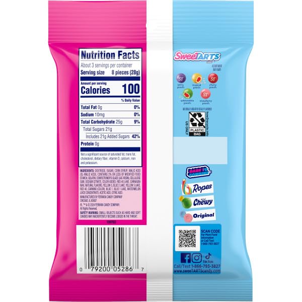 SweeTARTS Chewy Fusions Candy - Fruit Punch Medley Flavor | Sweet & Tart Chewy Candy | 3oz Pack | Perfect for Halloween, Parties & Office Snacks