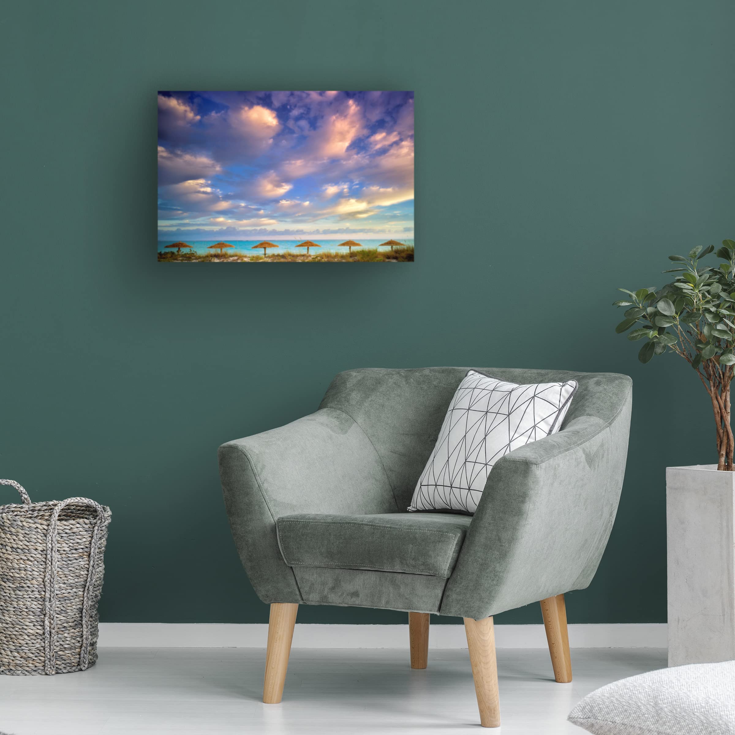 Trademark Fine Art 'Umbrella' Canvas Print by Dennis Frates - Stunning Beach Scene Wall Decor for Living Room, Bedroom & Office