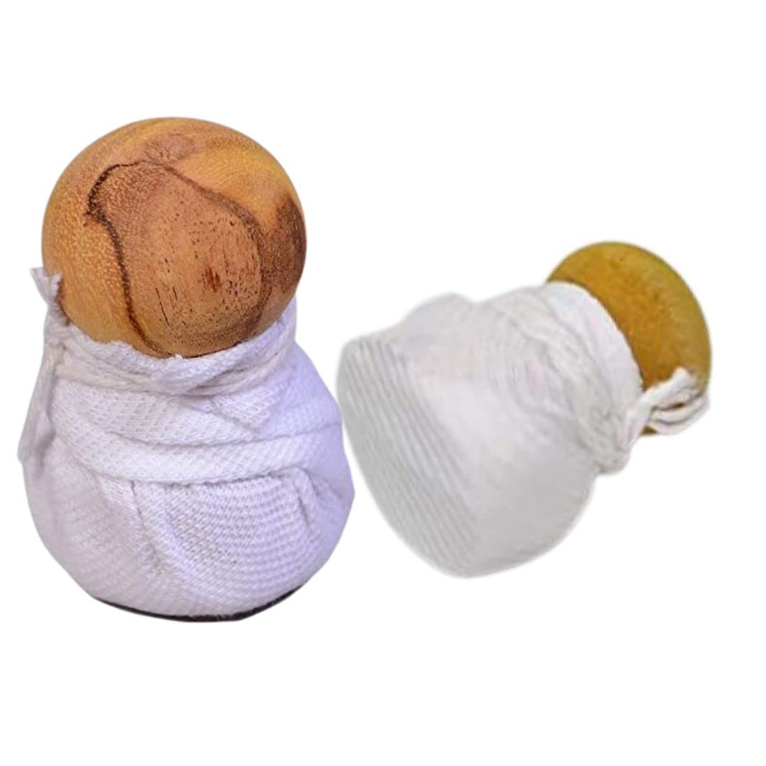 PGD Traditional Wooden Oil Spreader Brush for Dosa & Tawa Pans - Natural Wood with White Cloth - Pack of 4 - Perfect for Indian Cooking, Pancakes & Griddle Baking