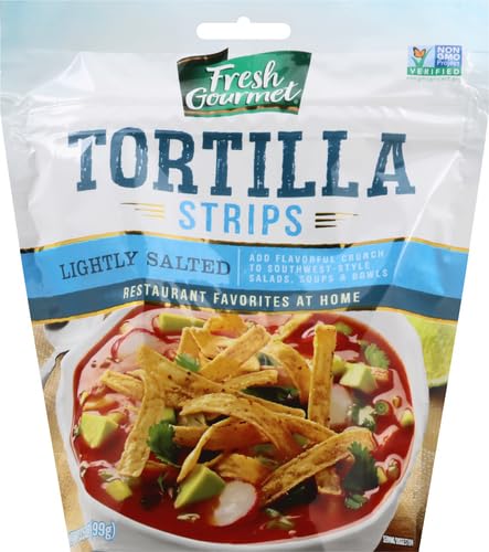Fresh Gourmet Tortilla Strips Lightly Salted - 3.5 oz | Crunchy Snack for Salads, Soups & Nachos | Gluten-Free Restaurant Style Toppings