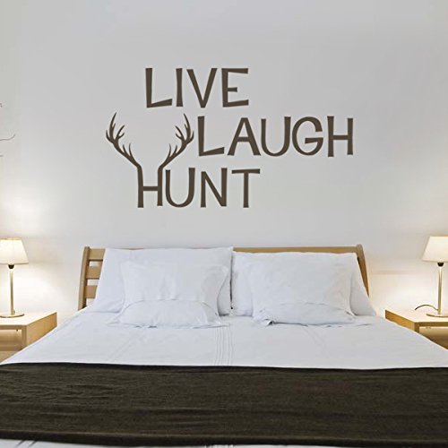 Live Laugh Hunt Vinyl Wall Decal - Deer Hunting Decor with Antlers - Removable Sticker for Home, Cabin & Man Cave - Perfect for Bedroom, Nursery & Game Room Wall Art