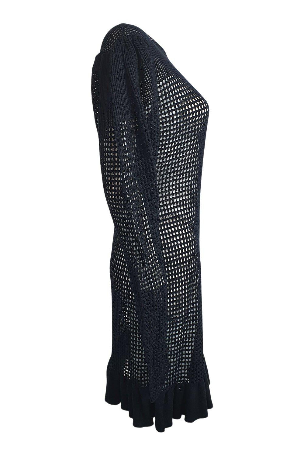 ATOIR Black Cotton Crochet Long Sleeve Mini Dress - A Star Is Born Inspired Fashion (UK 10) | Perfect for Concerts, Date Nights & Boho Parties