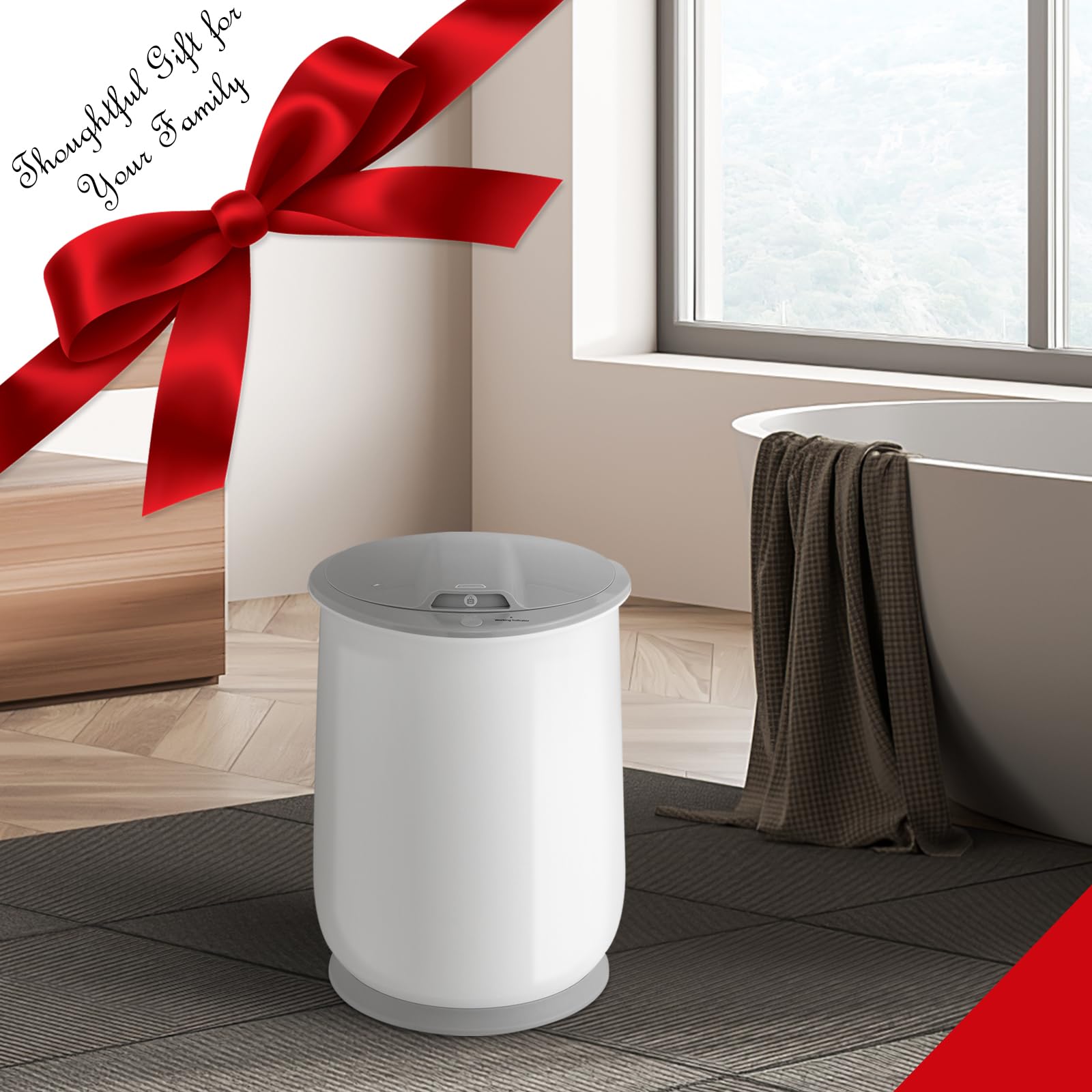 Giantex 21L Large Electric Towel Warmer Bucket with Flip-Top Lid & Safety Lock - 1H Auto Shut Off for 45