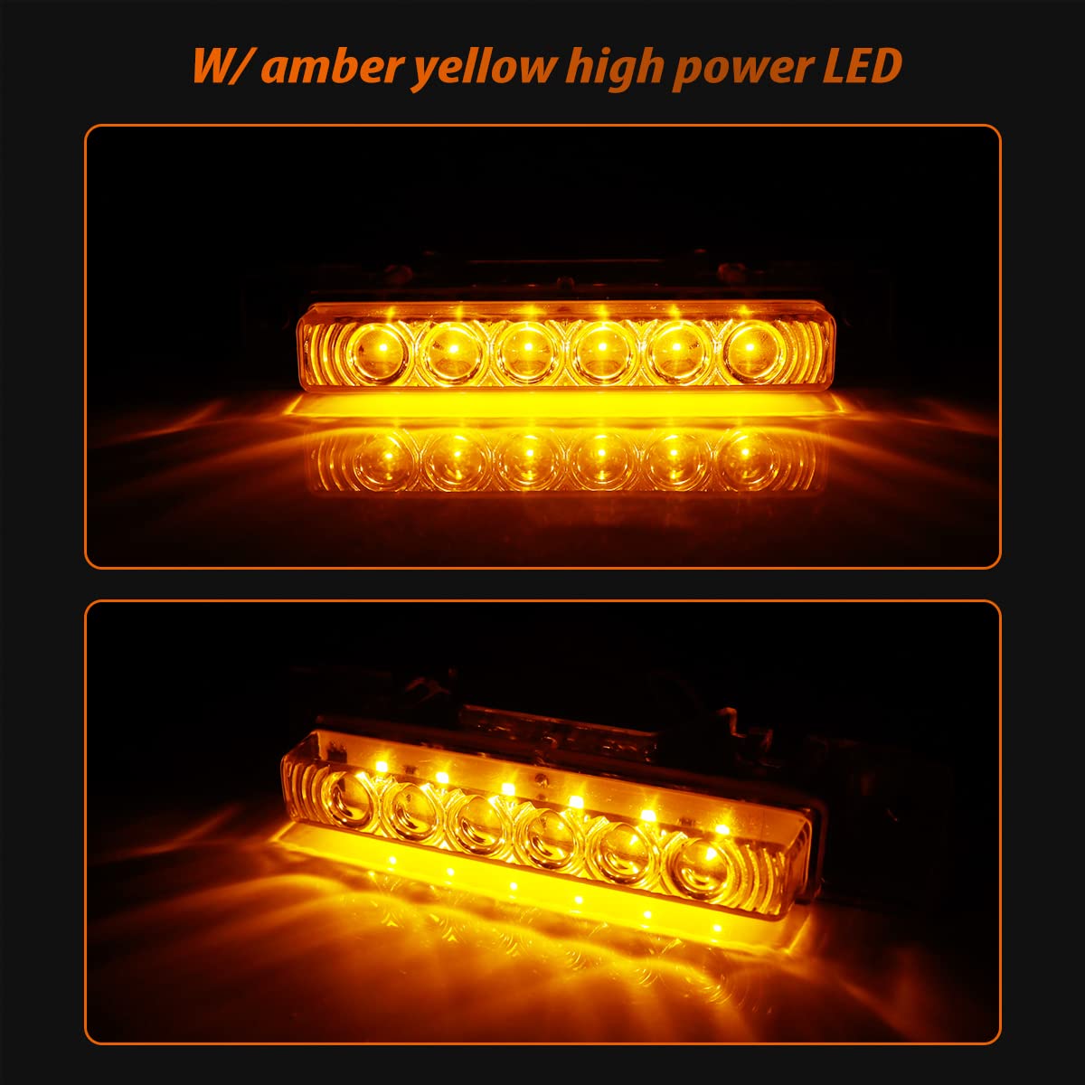 5PCS Amber 6-LED Cab Roof Top Clearance Light Assembly with Amber Lens - Compatible with Volvo VN 2004 & VNL 2003-2020 Trucks - Durable Marker Running Lamps for Enhanced Night Visibility & Truck Safety