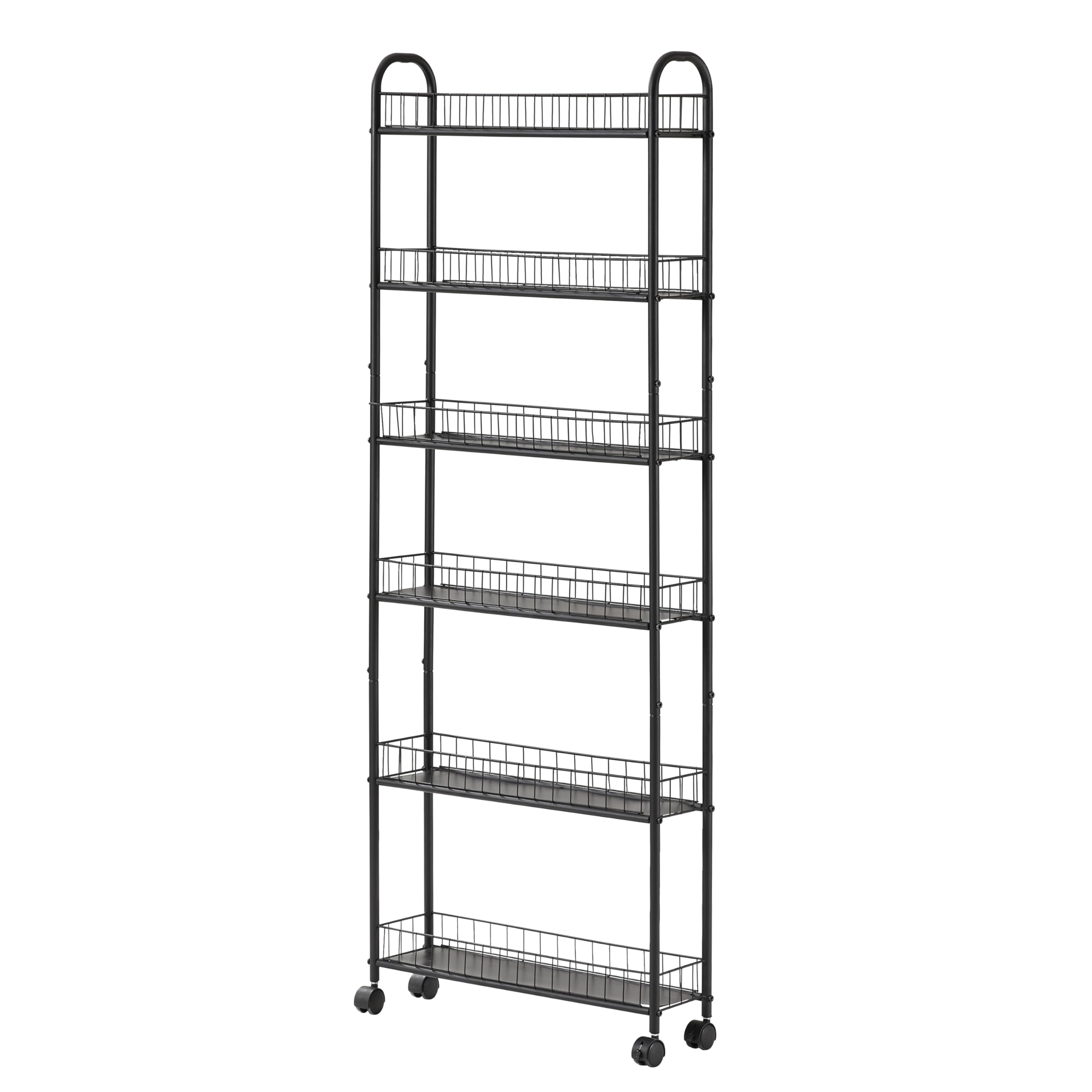 JOIN IRON 6-Tier Slim Rolling Storage Cart - Ultra-Thin Metal Utility Cart with Wheels for Kitchen, Bathroom, Bedroom, Office - Space-Saving Organizer (6