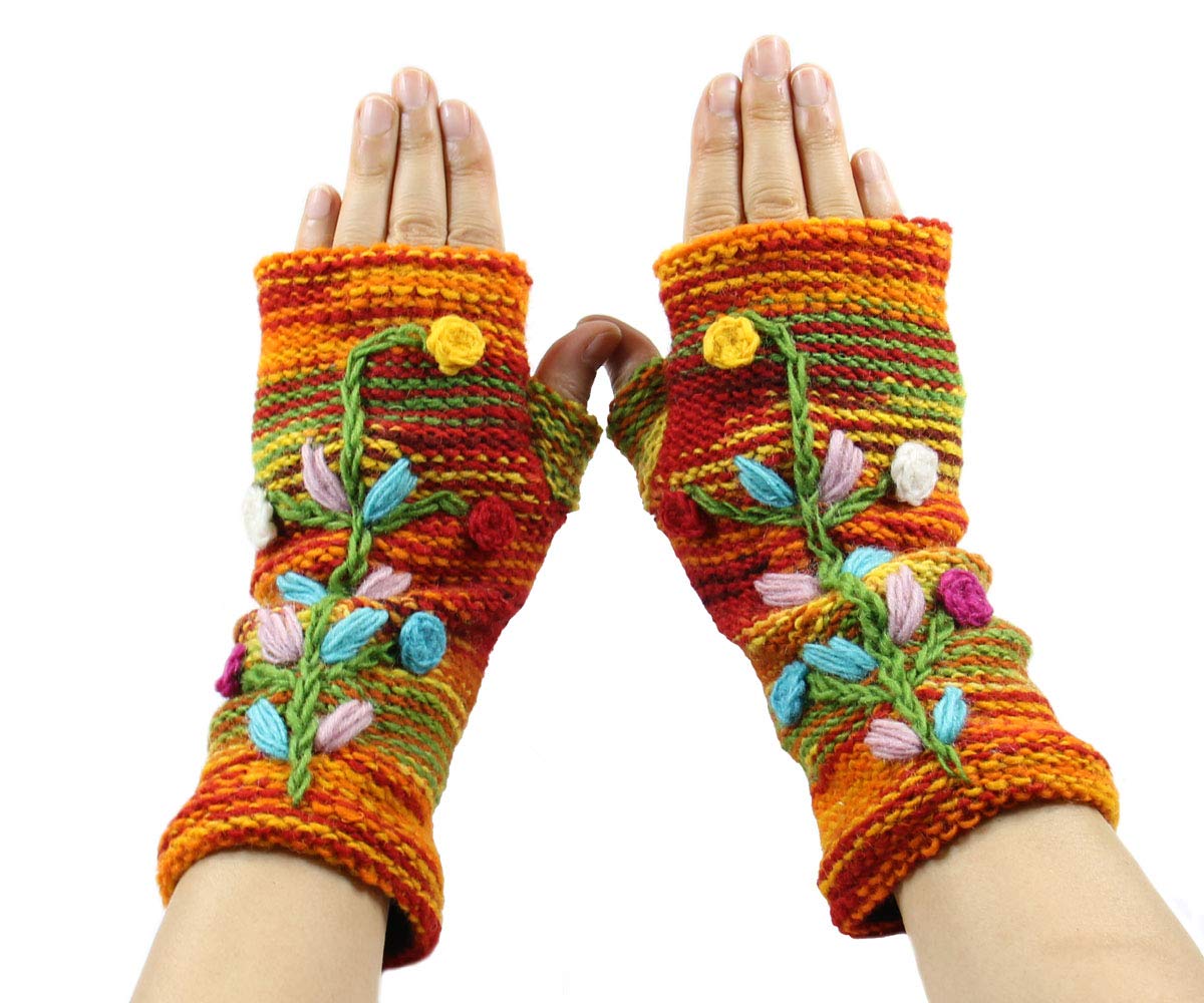 Hand Knit 100% Wool Fleece Lined Winter Gloves for Men & Women - Warm Hand Warmers for Outdoor Activities, Skiing, Hiking, and Cold Weather