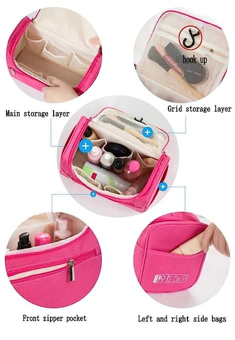 Florisca Large Travel Makeup Bag with Hook - Waterproof Cosmetic Organizer Pouch for Women, Portable Grooming Kit for Toiletries & Beauty Essentials - Perfect for Vacation, Gym, Business Trips & Daily Use