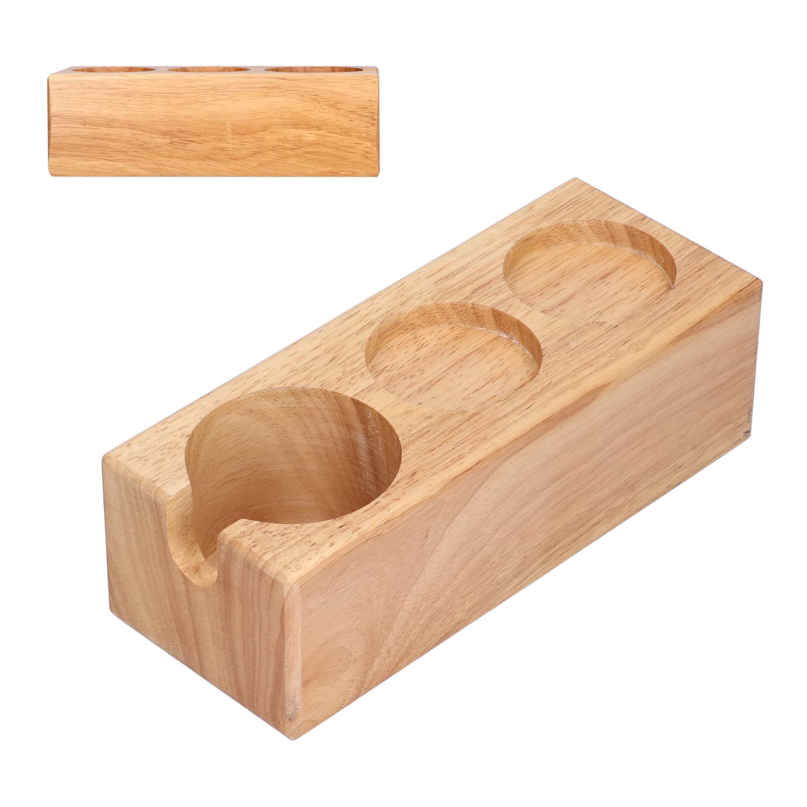 Premium Wooden Coffee Tamper Holder & Portafilter Rack - 3-Hole Organizer for Espresso Tools - Perfect for Coffee Shops, Milk Tea Stores & Home Baristas - Keep Your Workspace Clean & Organized