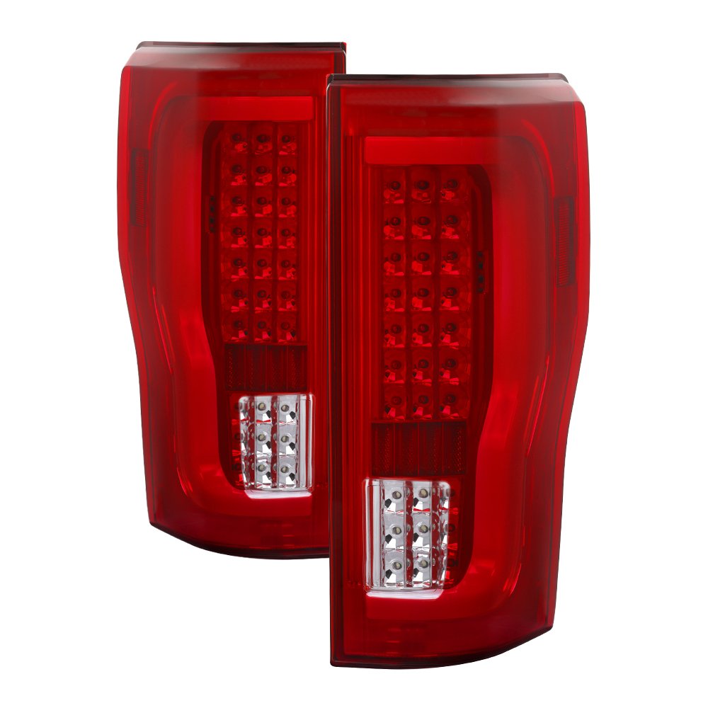 Xtune LED Tail Lights for Cars - Universal Fit Red Lens with Bright LED Bulbs (ALT-ON-FS17-LBLED-RC) - Perfect for Night Driving & Enhanced Vehicle Safety