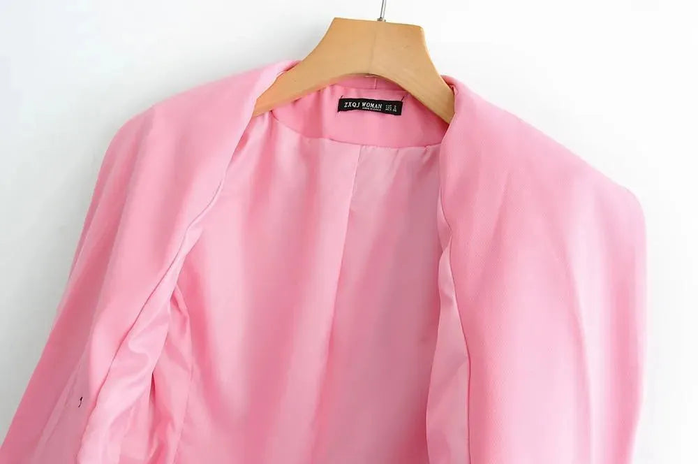 Stylish Women's Pink Pantsuit Set - Trendy Blazer & Pants Outfit for Office, Business, and Formal Events | Professional Workwear & Special Occasion Attire