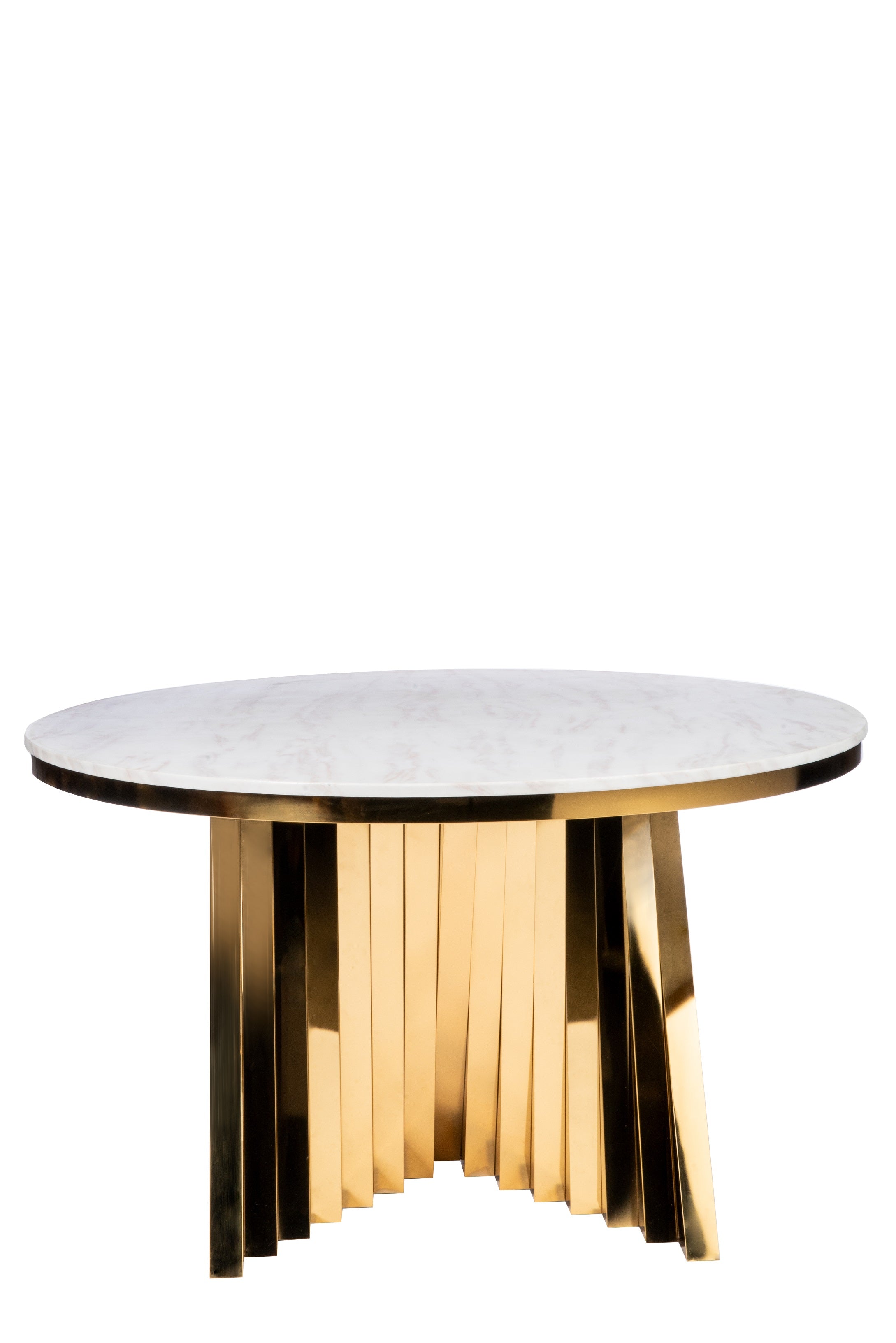 Gold Marble Top Round Dining Table with Waterfall Edge - Elegant Modern Design for Dining Room, Kitchen, or Event Decor