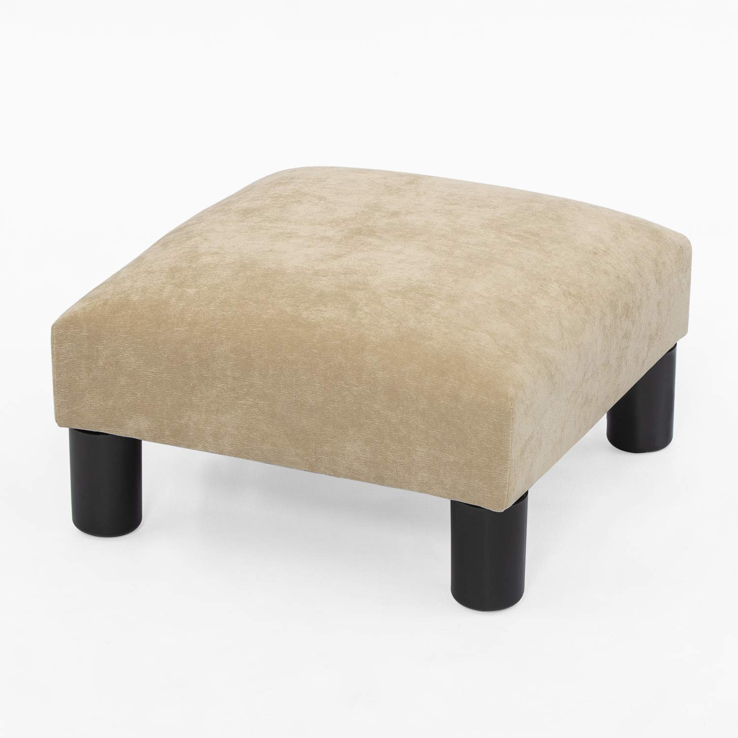 Modern Fabric Square Footstool with Removable Plastic Legs - Small Cushion Ottoman for Living Room, Study & Entryway - Comfortable Home Decor for Reading, Relaxing & Foot Support