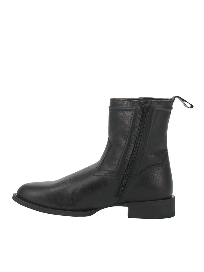 Laredo 62080 Men's Lonnie Zipper Leather Boots - Black Cowhide Leather Ankle Boots for Casual Wear & Outdoor Activities