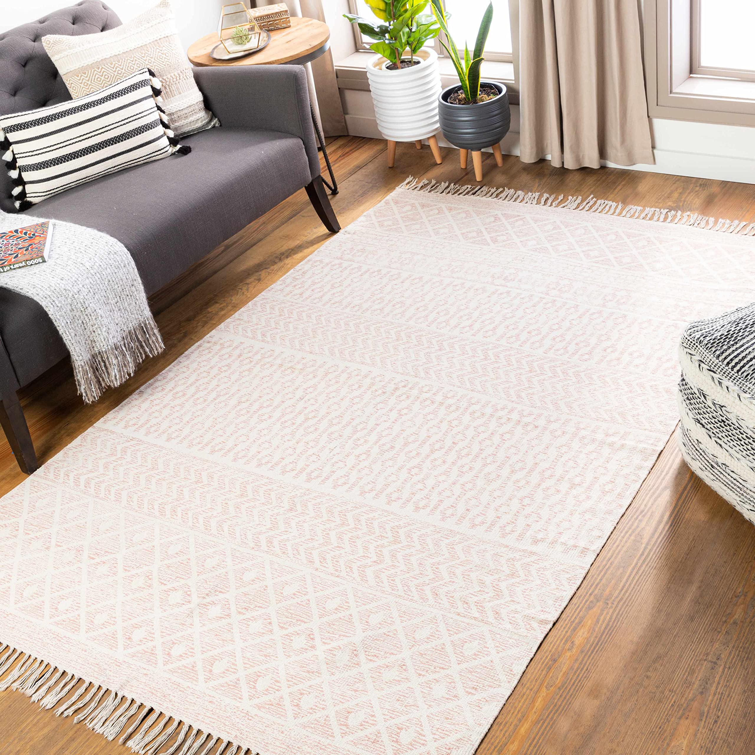 Bohemian Transitional Dark Pink & Beige Hauteloom Beaverlodge Area Rug 9'x12' - Perfect for Living Room & Bedroom Decor