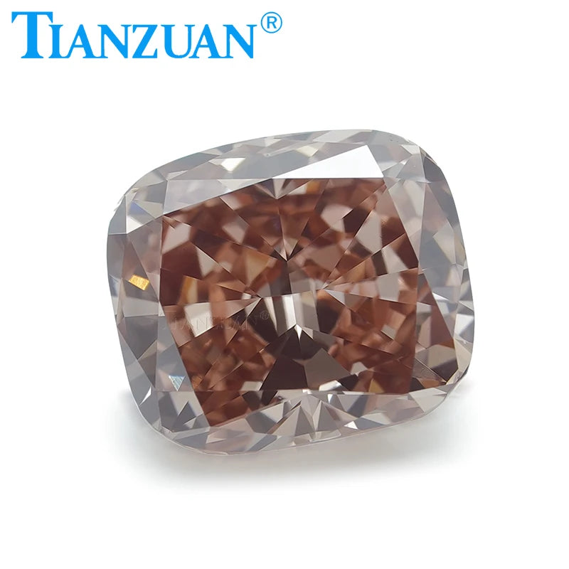 1CT Lab Grown Cushion Cut CVD Diamond - VS1 Clarity, 2EX Cut, Fancy Pinkish Brown Color, GEMID Certified Loose Gemstone for Engagement Rings & Jewelry Making
