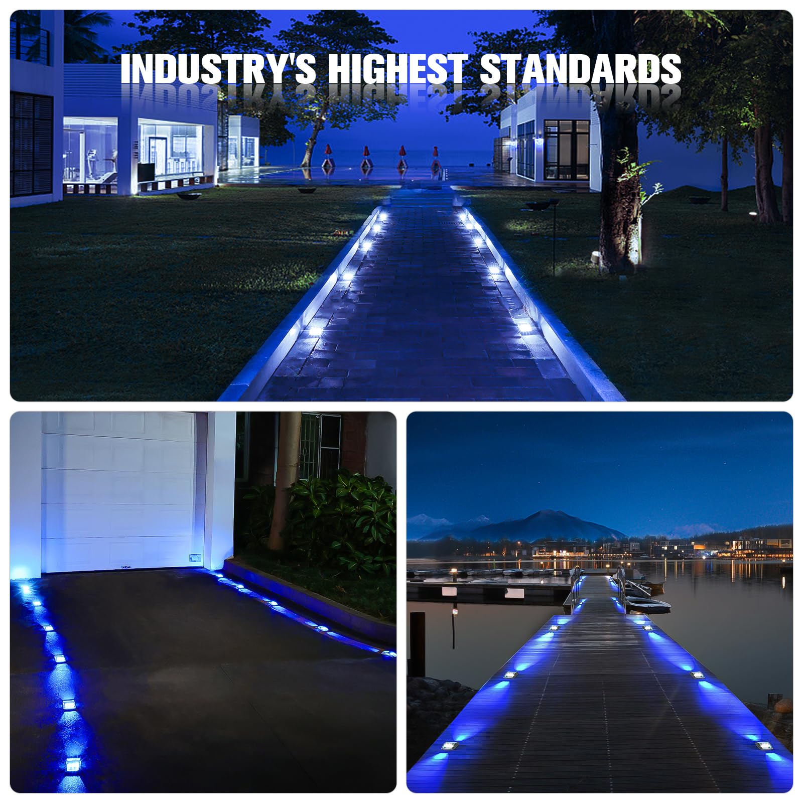 VOLISUN 12 Pack Solar Driveway Lights - Waterproof Blue LED Solar Powered Outdoor Marker Lights for Steps, Sidewalk, Pathway & Marine Dock | Perfect for Garden, Patio, Yard & Landscape Lighting at Night