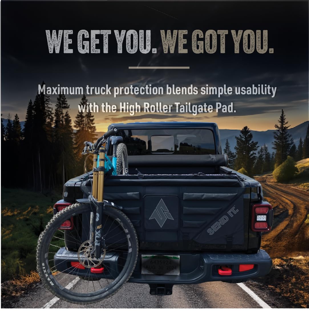 High Roller Tailgate Bike Pad V2 - Durable Truck Tailgate Pad for Mountain Bikes, BMX, Ebikes - Compact Bike Rack Accessory for Secure Transport | Perfect for Off-Road Adventures & Cycling Trips
