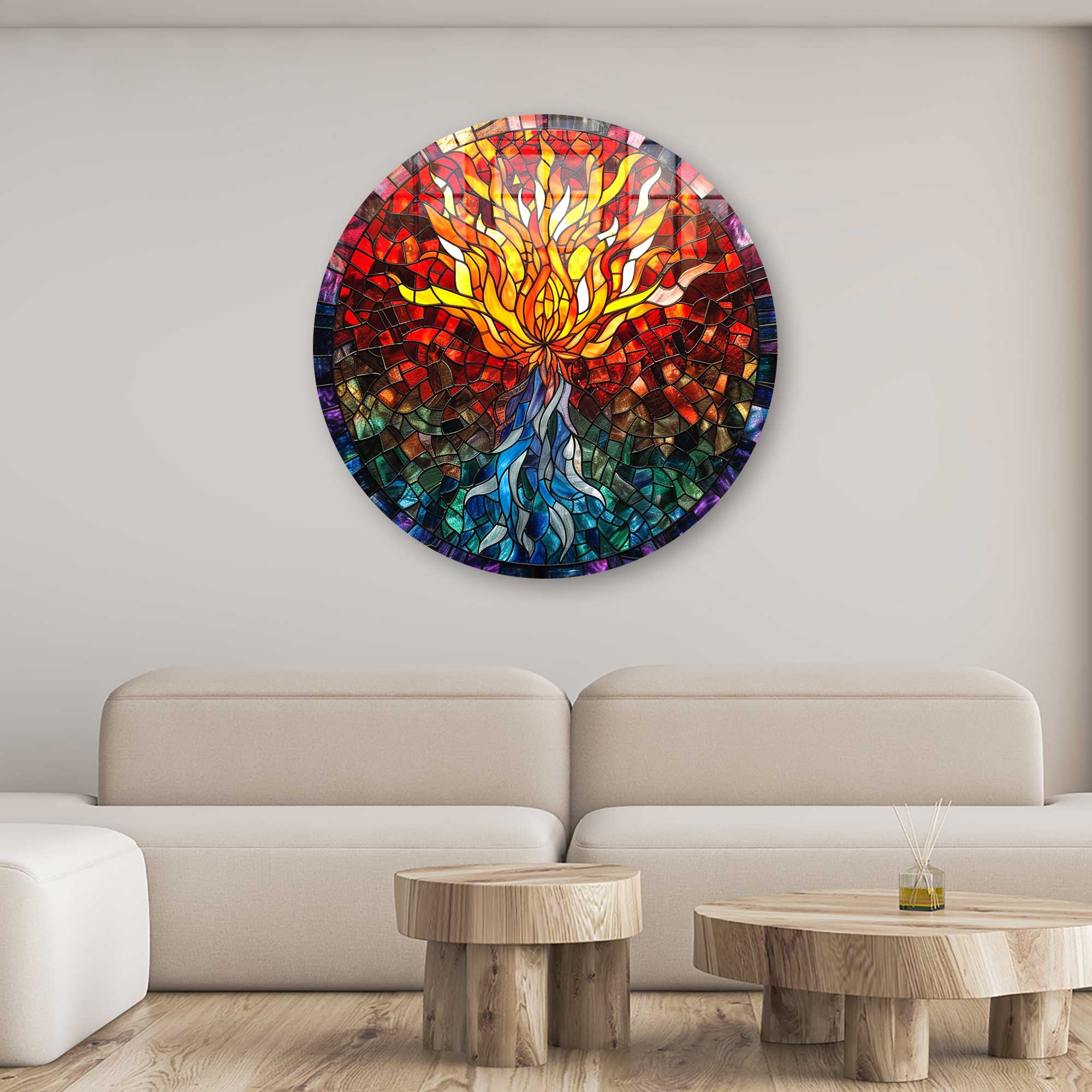 Tree of Life II Rounded Glass Wall Art - Elegant Home Decor for Living Room, Bedroom & Office - Perfect for Gifts & Interior Design