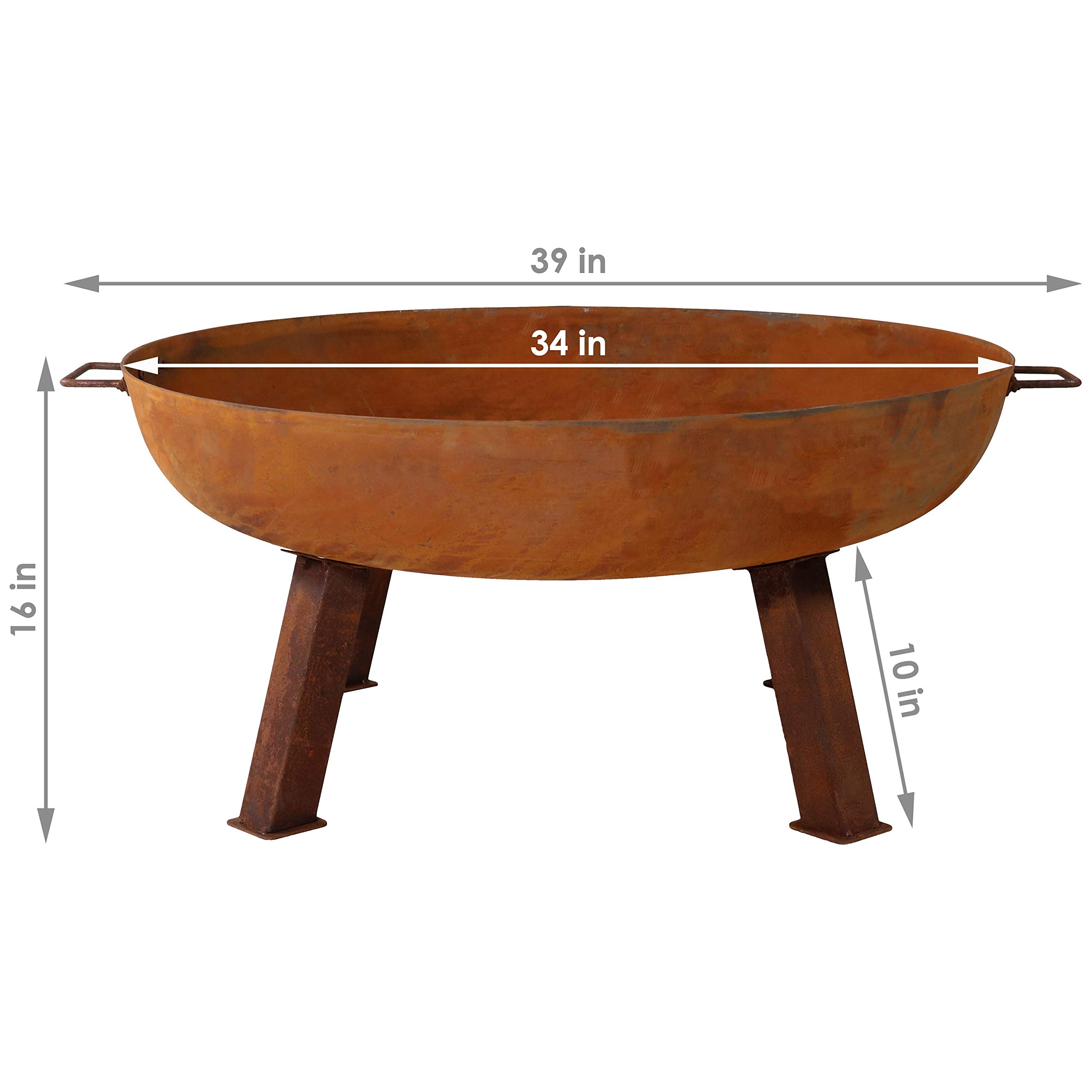Sunnydaze 34-Inch Heavy Duty Cast Iron Wood Burning Fire Pit for Outdoor Backyard, Patio, Camping - Rust-Resistant Oxidized Finish with Handles - Perfect for Bonfires, S'mores & Backyard Gatherings
