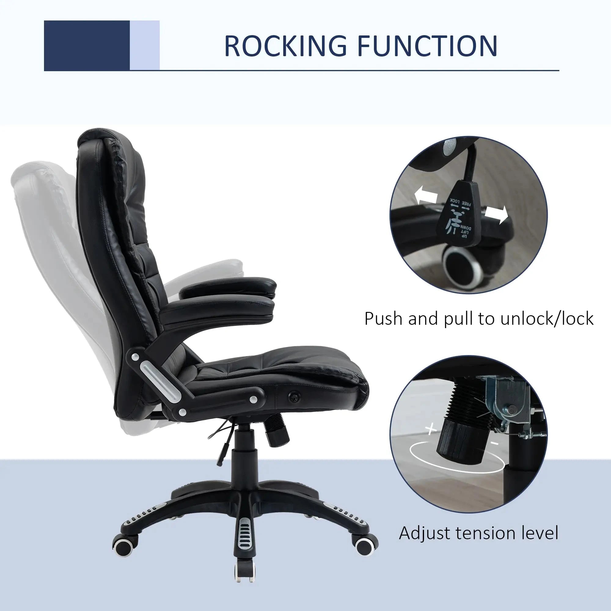 Premium High Back Faux Leather Executive Office Chair - Ergonomic Swivel Seat with Adjustable Height (Black/Gray) - Perfect for Home Office, Conference Rooms & Corporate Workspaces