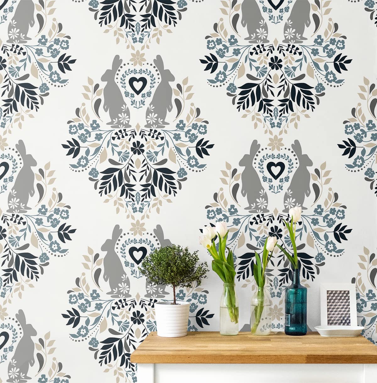 NextWall Spring Damask Peel and Stick Wallpaper - Self-Adhesive Removable Wallpaper for Bedroom, Living Room, Nursery, and Office Decor