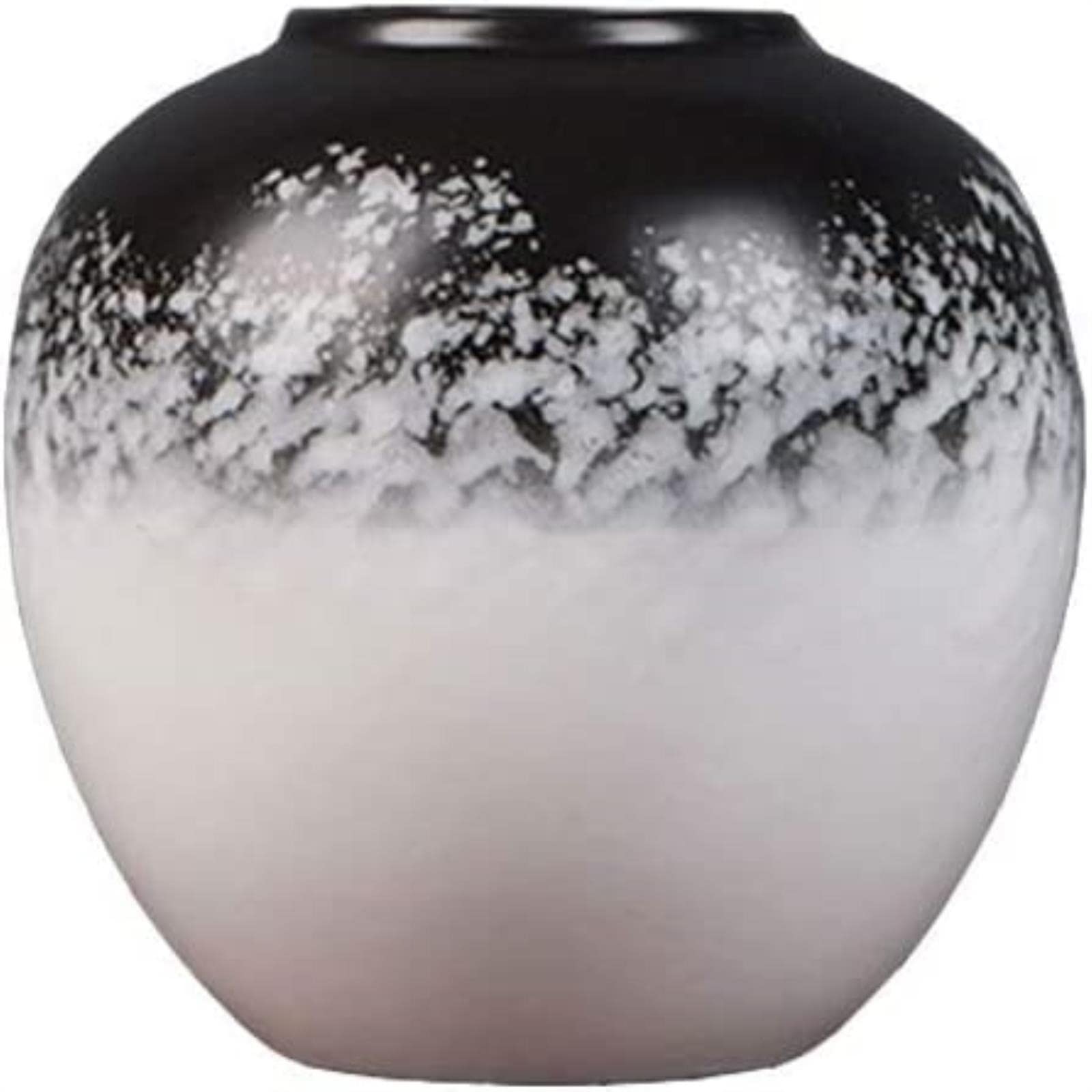 Handmade Chinese Black and White Ceramic Vase - Gradient Snowflake Design for Home, Dining Table, Office Desk Decor - Elegant Centerpiece for Living Room, Wedding, Modern Interior (Size A & C)