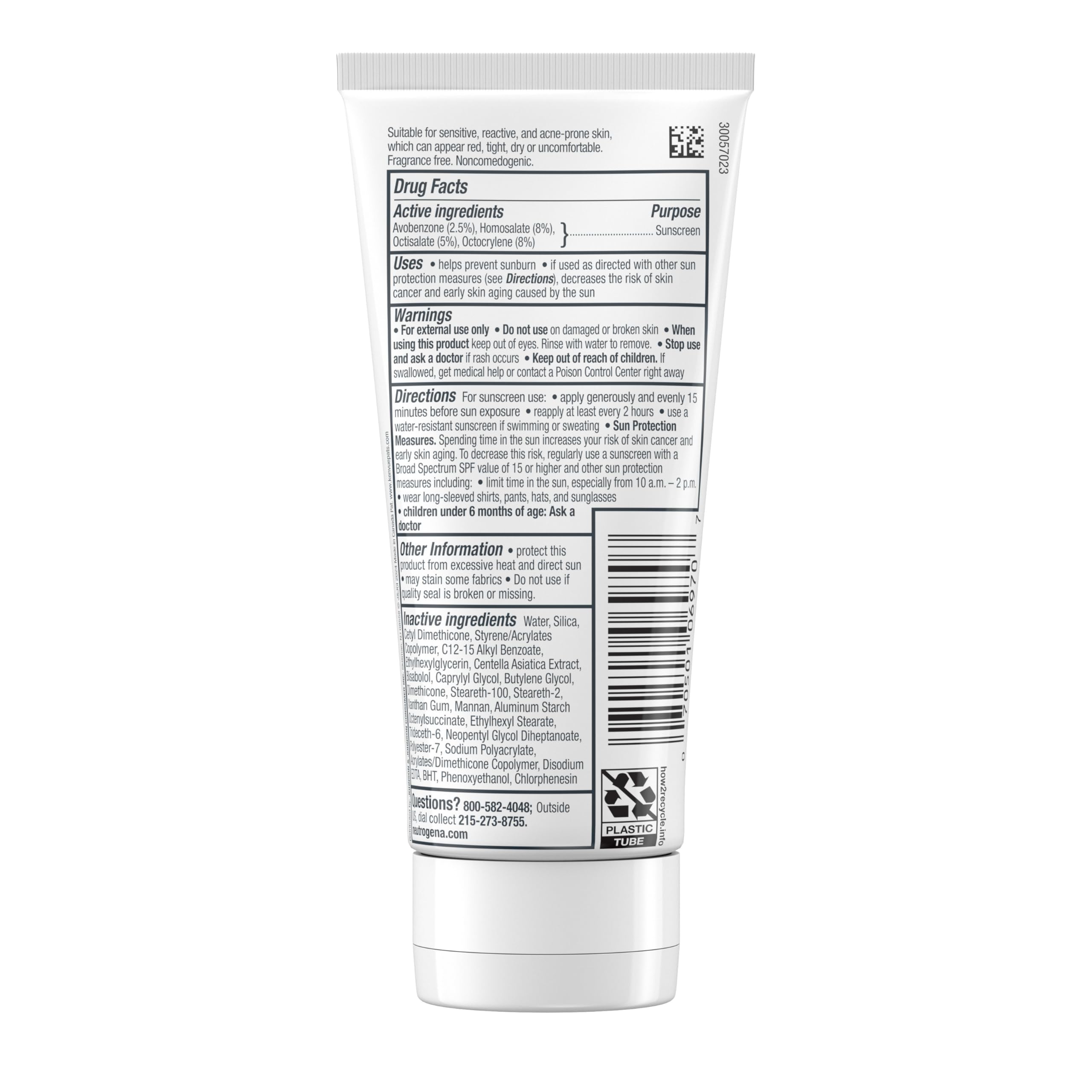 Neutrogena Ultra Gentle Daily Facial Moisturizer with SPF 30 & CICA - Lightweight, Fragrance-Free Face Lotion for Normal to Sensitive Skin | Broad Spectrum Sun Protection | 3.4 fl oz | Perfect for Daily Skincare & Sun Defense Routine