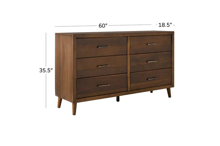 Mackenzie Dresser - 6-Drawer Solid Wood Chest for Bedroom, Living Room & Office Storage | Modern & Stylish Furniture for Home Organization