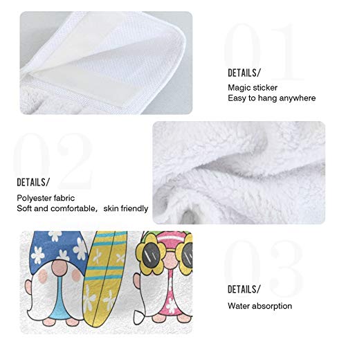 Summer Beach Gnomes Kitchen Towels Set of 2 - Absorbent Watermelon Print Hanging Hand Towels with Loops for Bathroom, Kitchen & Oven Handle - Decorative Dish Towels Perfect for Beach House, RV, and Coastal Home Decor