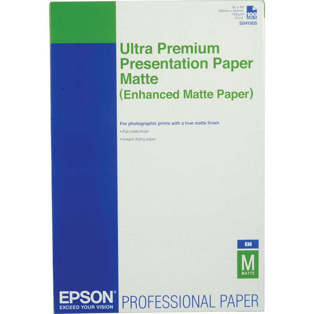 Epson Ultra Premium Presentation Matte Paper 13x19 Inches (100 Sheets) - Ideal for High-Quality Prints, Photo Projects, and Professional Presentations