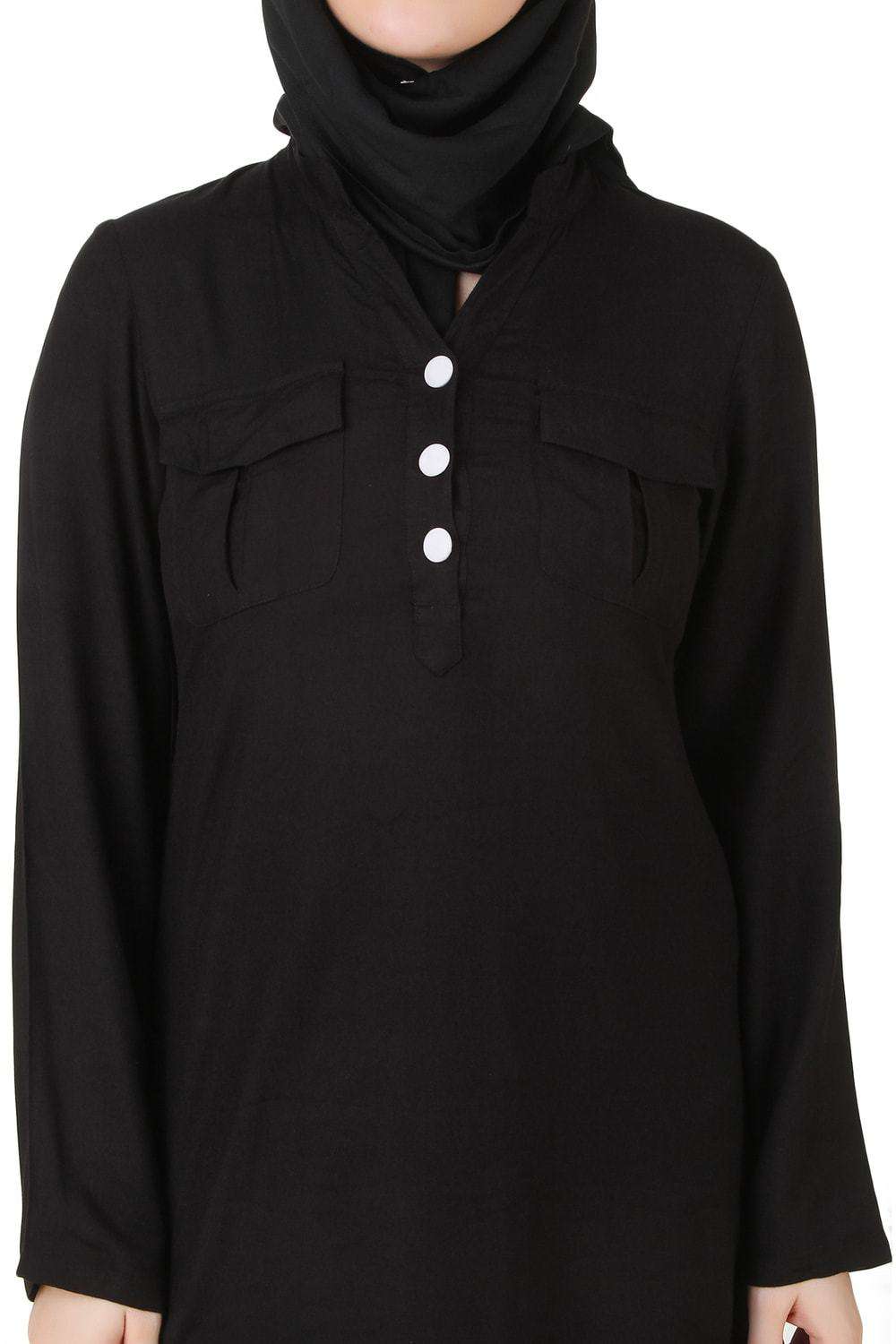 Fatinah Black Rayon Tunic Top for Women - Soft & Flowy Casual Blouse - Perfect for Work, Office & Everyday Wear