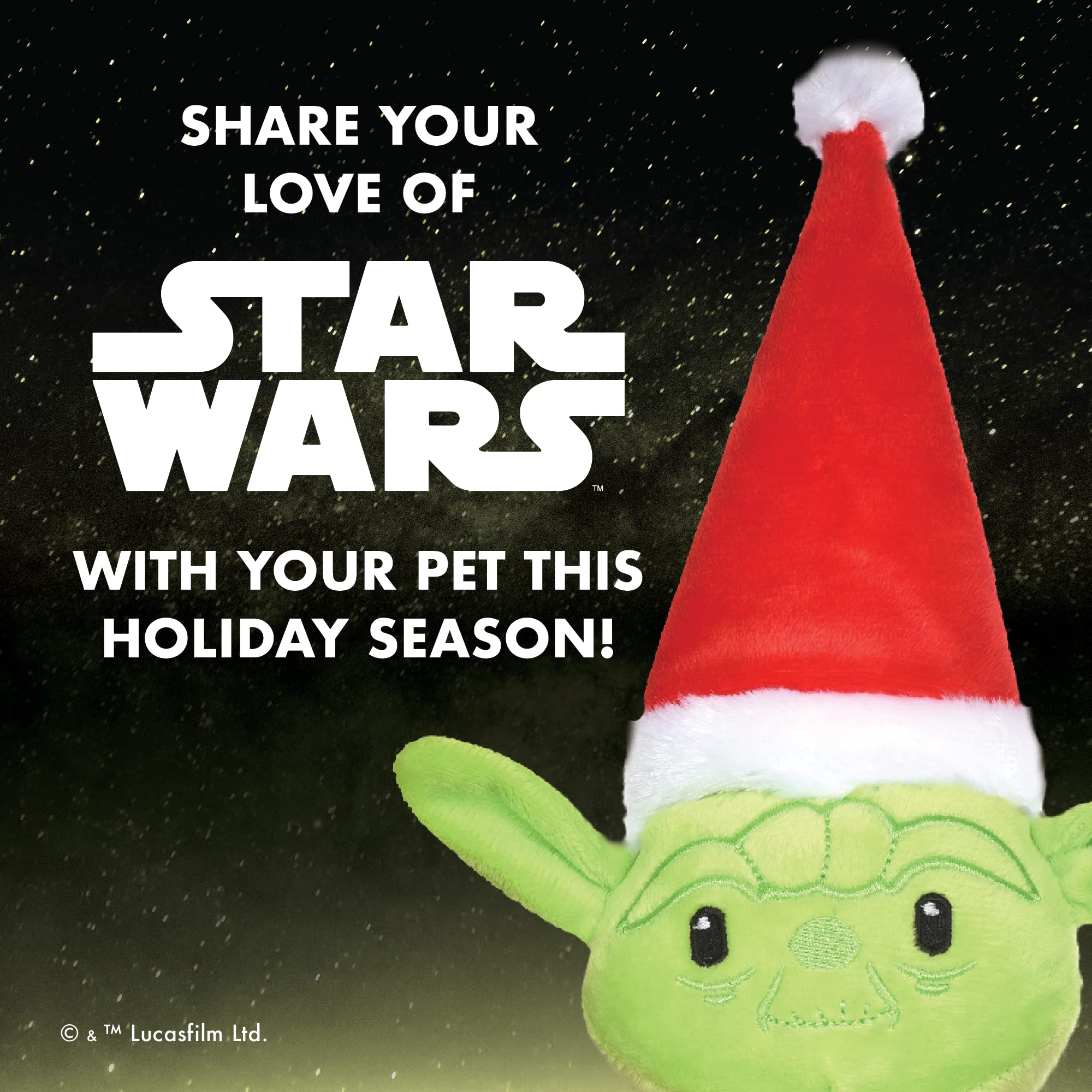Star Wars Yoda Dog Toy - Santa Yoda Squeaky Chew Toy for Small Dogs | 6 Inch Holiday Plush Toy for Puppies | Perfect Christmas Gift for Star Wars Fans & Pet Lovers | Fun Interactive Playtime & Training Reward