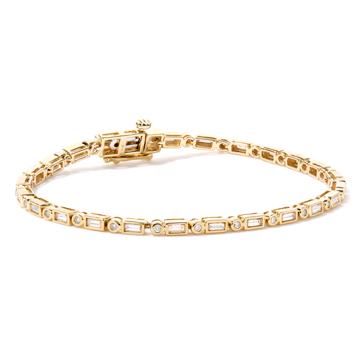 Elegant Baguette & Round Diamond Tennis Bracelet for Women | 14K White Gold Diamond Bracelet | Perfect for Weddings, Anniversaries & Special Occasions