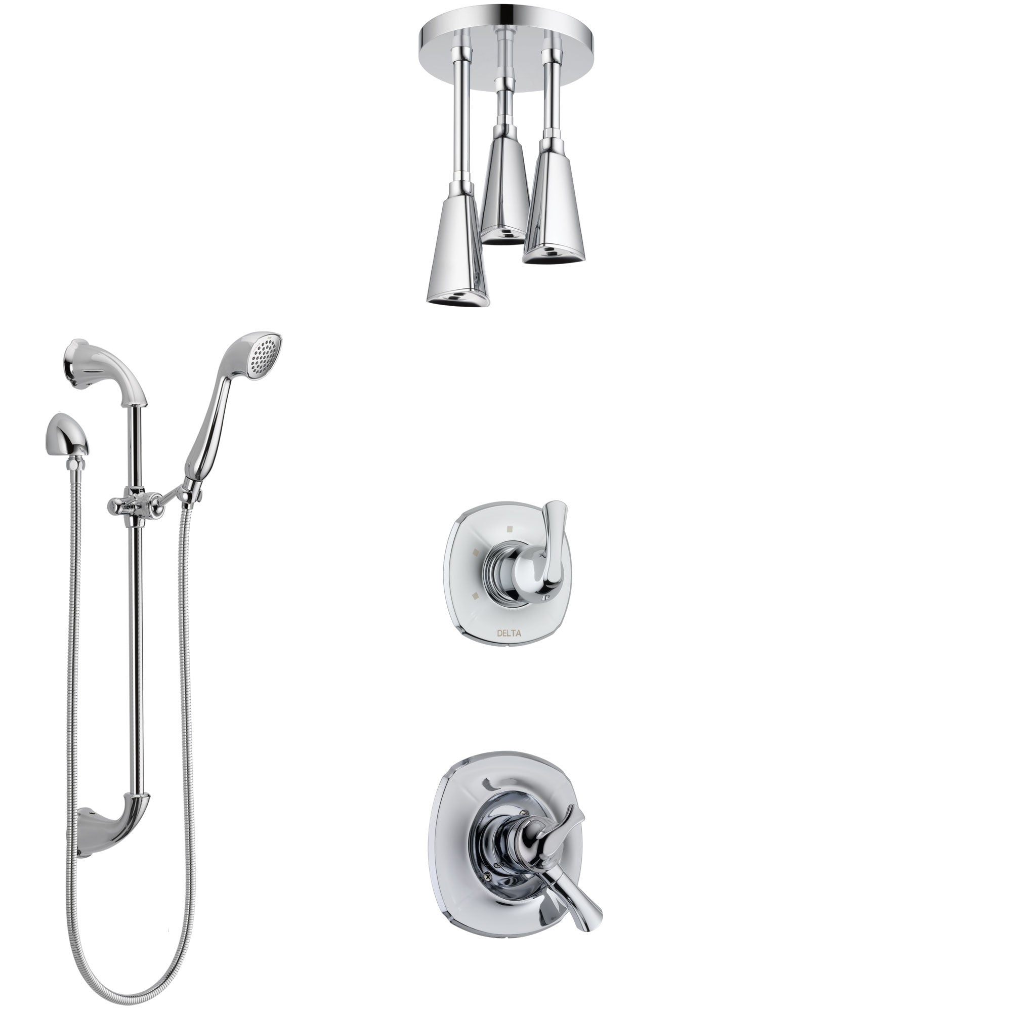 Delta Addison Chrome Finish Shower System - Dual Control Handle, Diverter, Ceiling Mount Showerhead & Hand Shower with Slidebar (Model SS17925) | Perfect for Modern Bathroom Renovations & Spa-Like Shower Experience