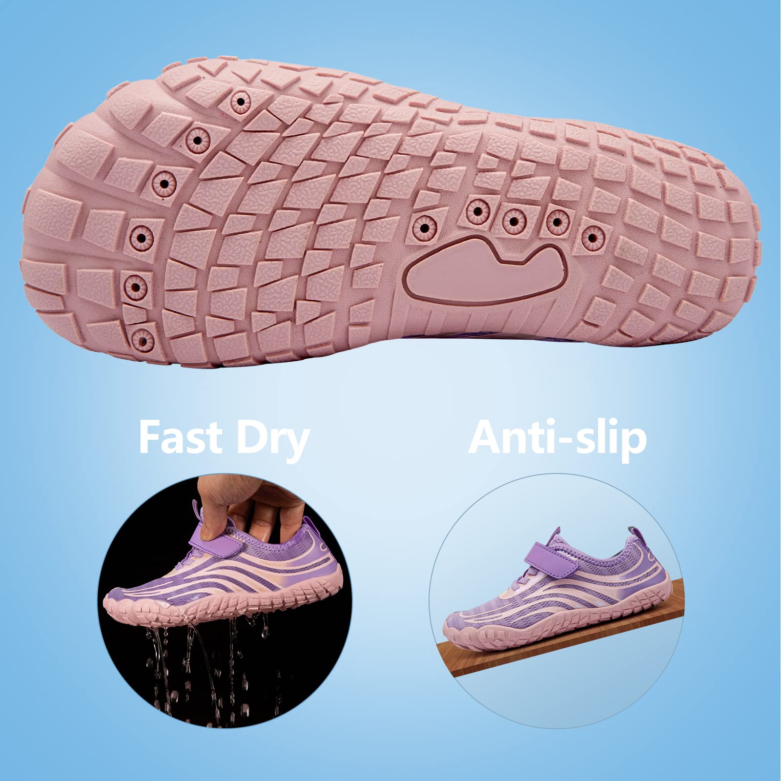 **Boys & Girls Water Shoes - Lightweight Comfortable Sole for Easy Walking, Athletic Slip-On Aqua Socks (Toddler/Little Kid/Big Kid) - Perfect for Beach, Pool, and Water Sports**