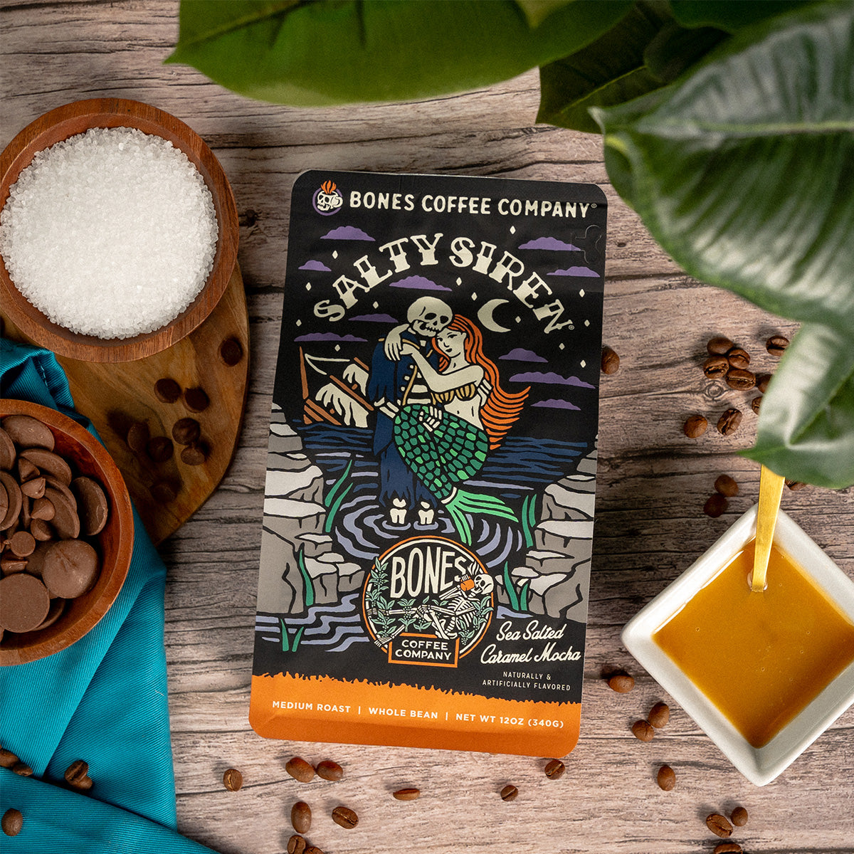 Organic Decaf Coffee Beans - Salty Siren Blend | 12oz Whole Bean Coffee | Perfect for Morning Brew & Afternoon Relaxation