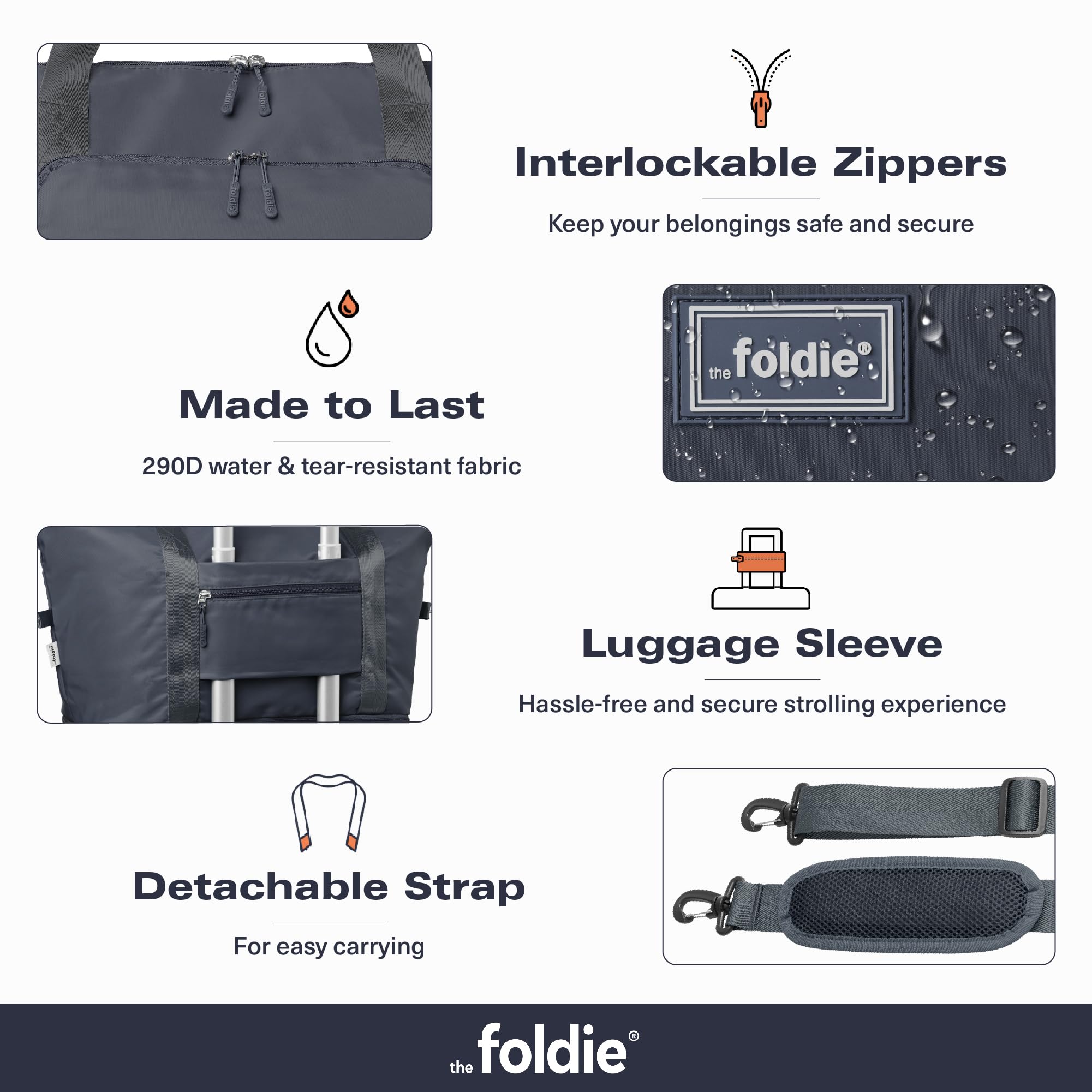 The Foldie® Foldable Travel Tote Bag for Women - Lightweight Weekender Bag, Carry-On Luggage, Gym & Beach Bag - Perfect for Travel, Shopping & Work Commute