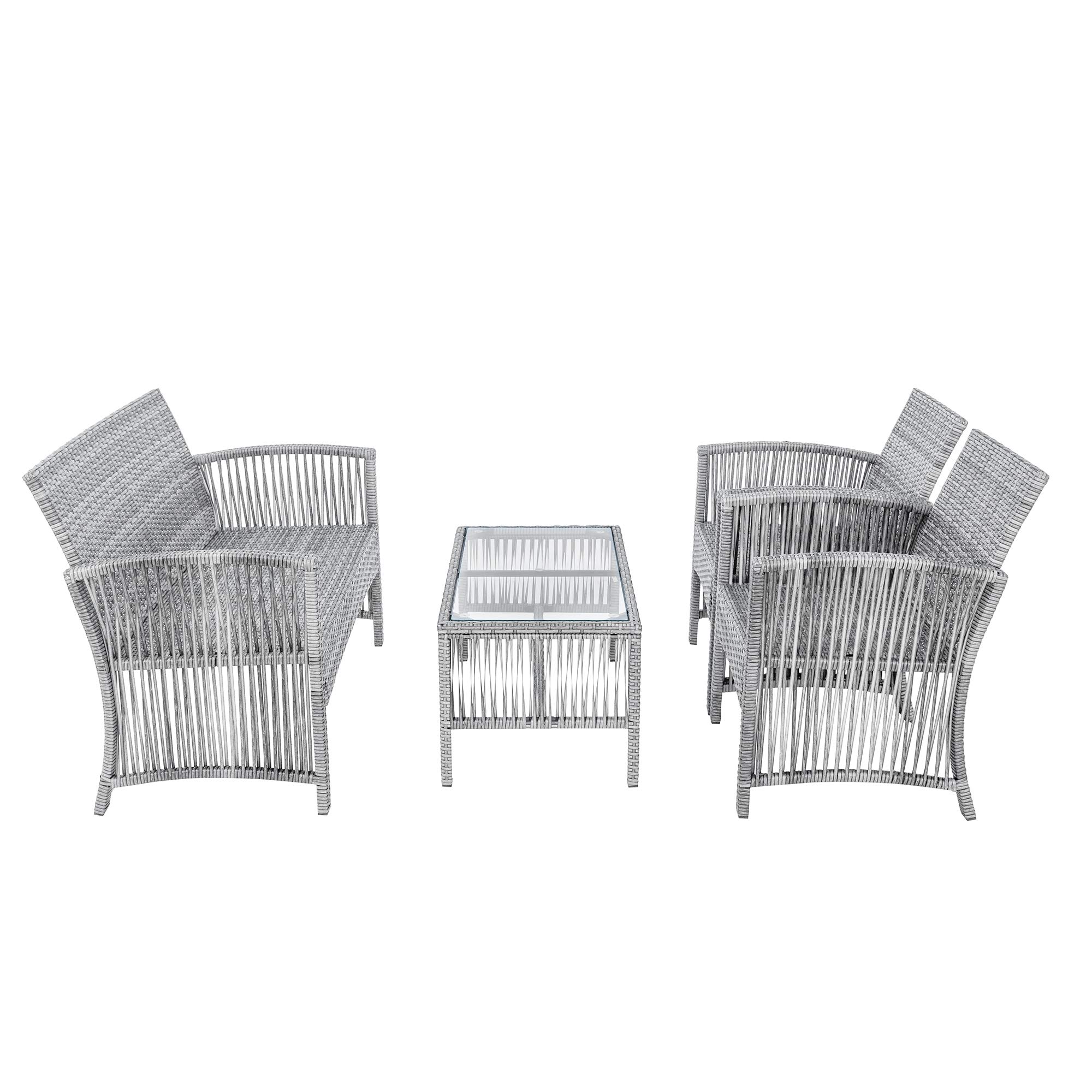 8-Piece Outdoor Rattan Patio Furniture Set - Wicker Sofa, Chairs & Table for Garden, Backyard, Porch & Poolside (Gray) - Perfect for Relaxing, Entertaining & Outdoor Dining
